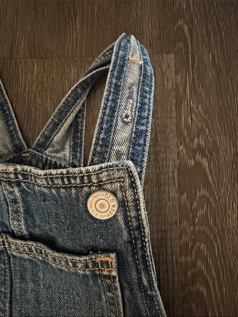 Girls Dark Blue Denim Short Overalls